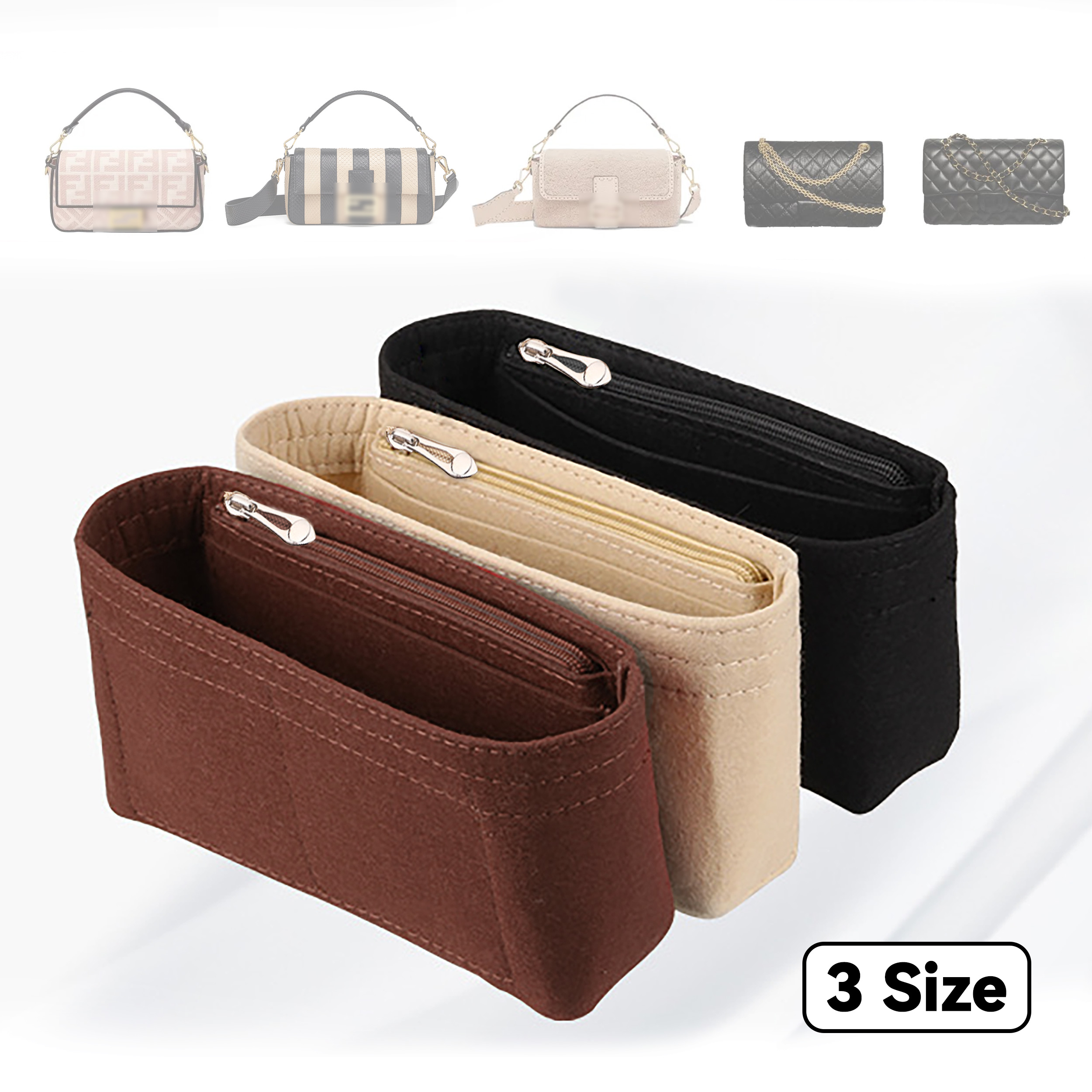 Women Bags Dior - Felt Insert Bag Organizer, Makeup Organizers,