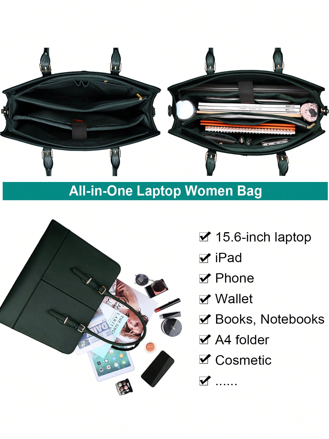 15.6 Inch Leather Laptop Tote  - Women'S Tote Bags For Work avis et prix