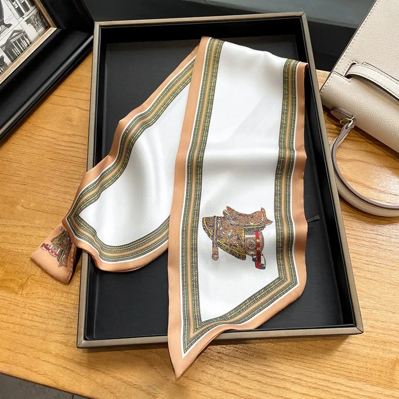 Retro Print Skinny Silk Scarfs - Women Bags For Office avis et prix