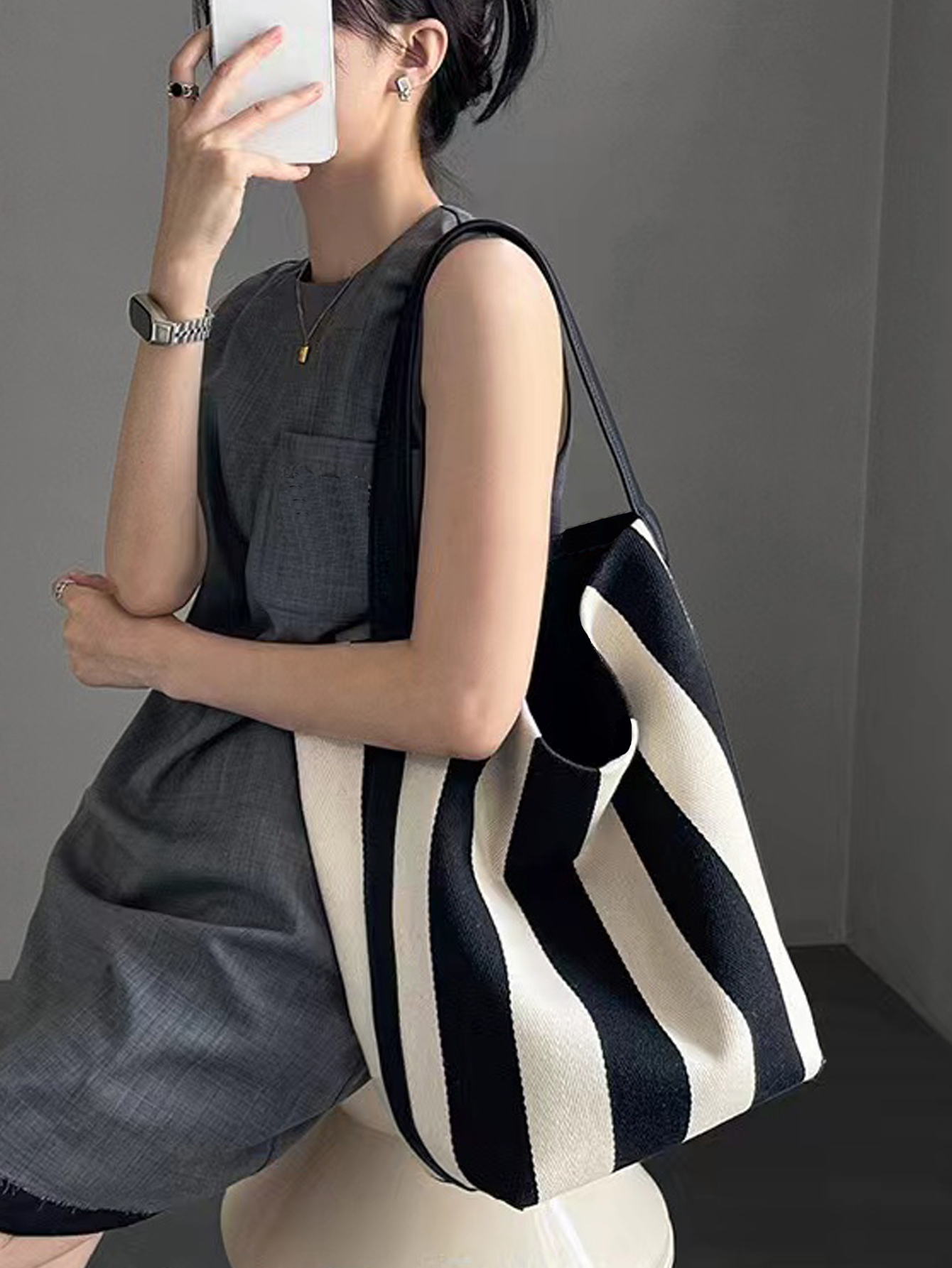 Niche striped canvas bucket ba - Women Bags Prada avis et prix